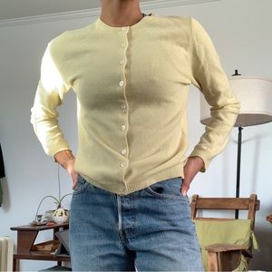 Lord and Taylor pastel yellow cashmere button up cardigan